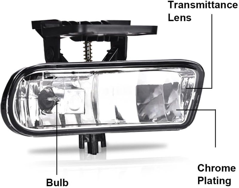 DOTCOM Front Fog Lights Assembly Compatible with GMC Yukon/Yukon XL 2000-2006(Do not Compatible with Denali models),Driving Fog Lamps Driver & Passenger Side Pair,Clear lens - Image 3